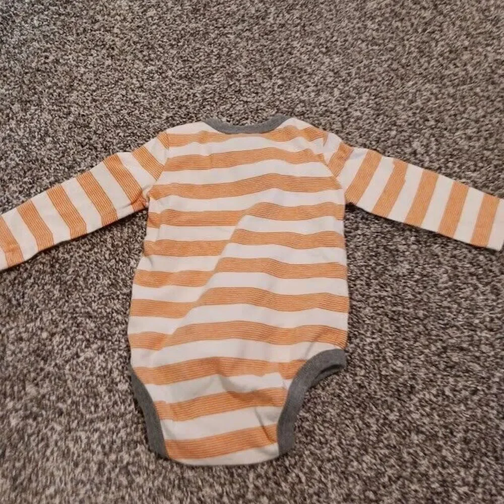 Circo Long Sleeve One Piece 3-6M, 100% Cotton Orange Striped